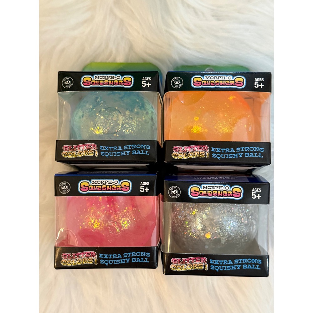 Morph-O Squashers Extra Strong Squishy Ball Glitter Set of 4 Fidget Toys TY81117